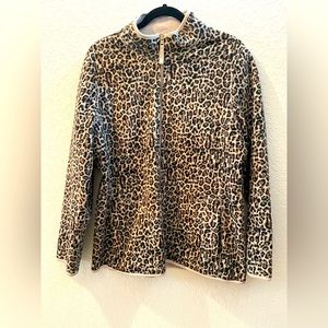 Style & Co. REVERSIBLE Fleece Zip Front Jacket Animal Print &‎ Camel Size XL